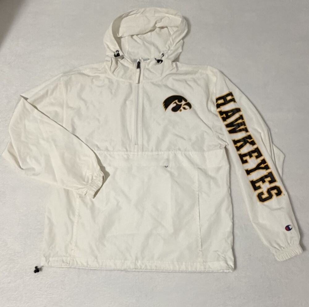 Champion Unisex Pack N Go Jacket Packable Windbreaker Iowa Hawkeyes White Small